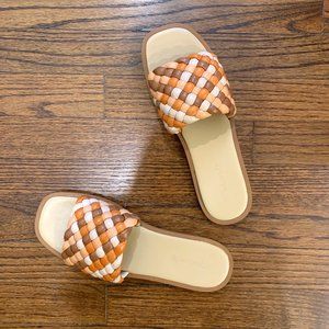NEW Madewell Suzi Slide Sandals in Multi Woven Leather